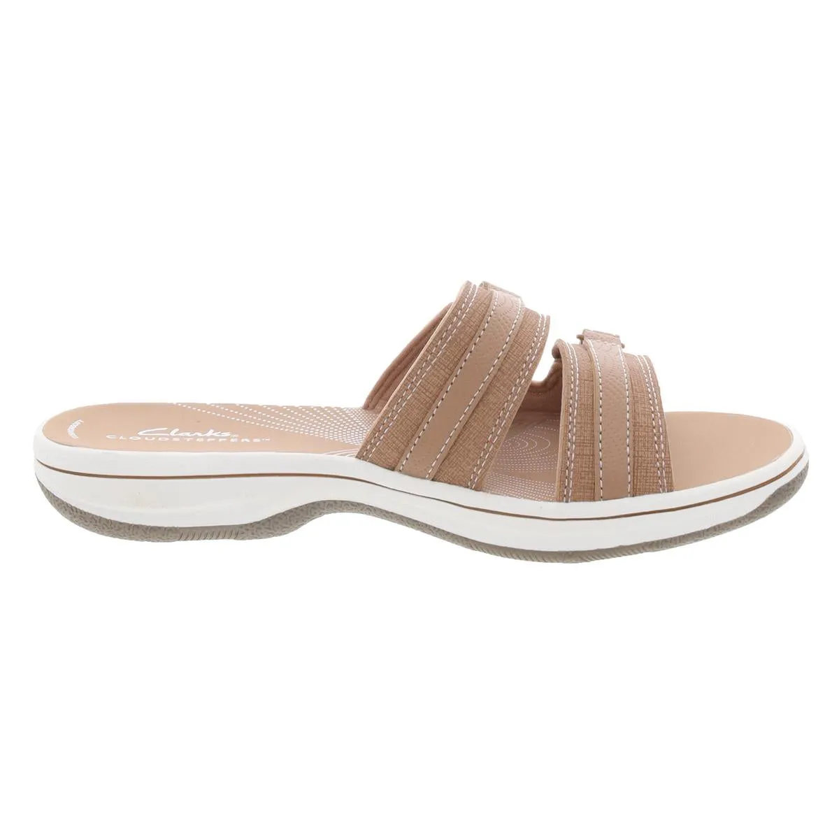 Womens Laceless Faux Leather Slide Sandals