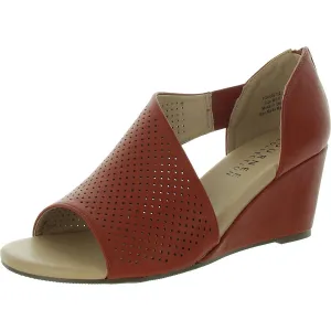 Womens Laser Cut Faux Leather Wedge Sandals