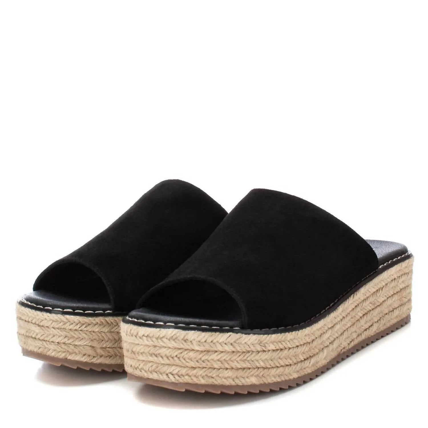 Women's Leather Casual Sandals In Black