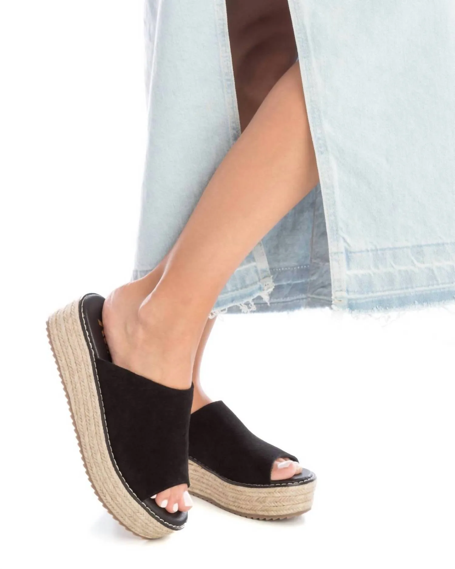 Women's Leather Casual Sandals In Black