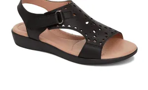 Women's Leather Comfort Laser Pattern Sandals In Black