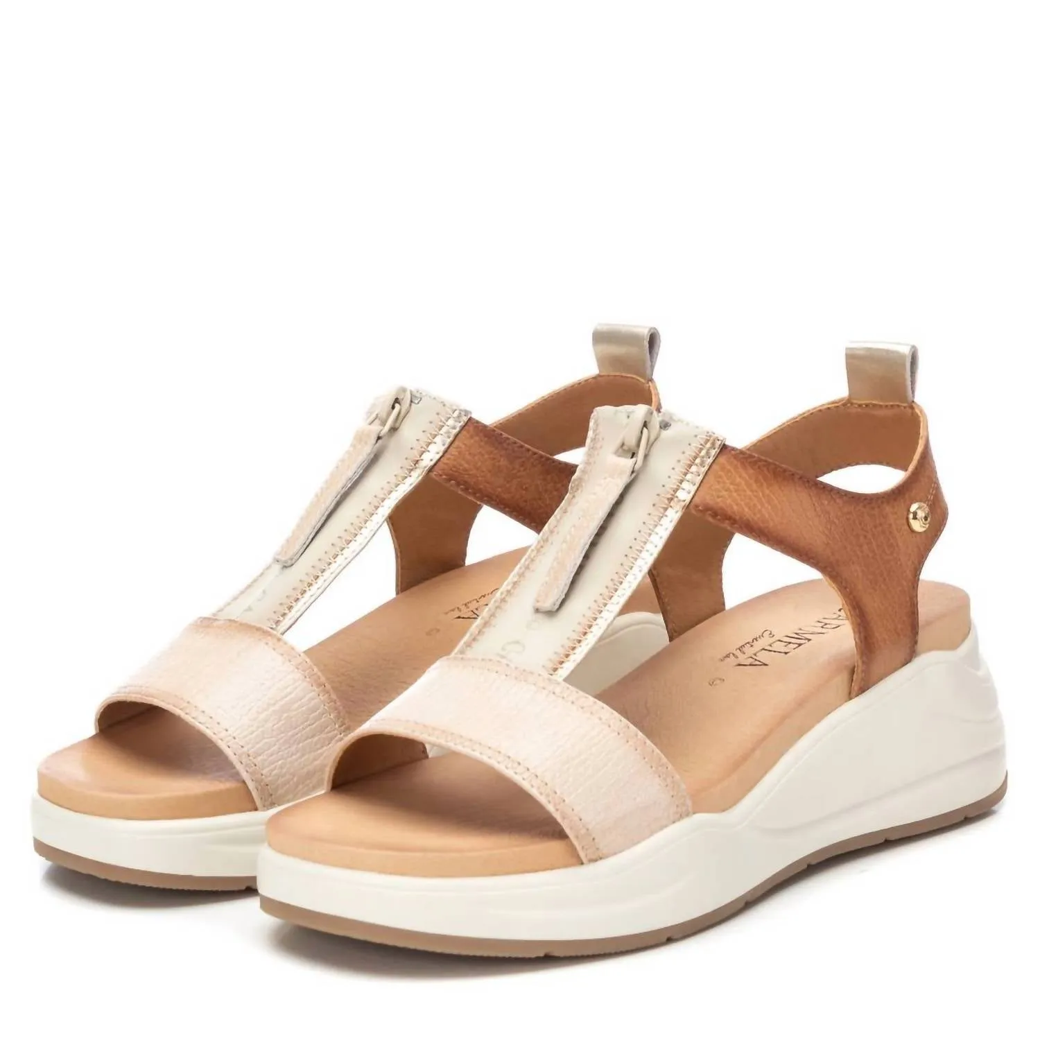 Women's Leather Sandals In Camel