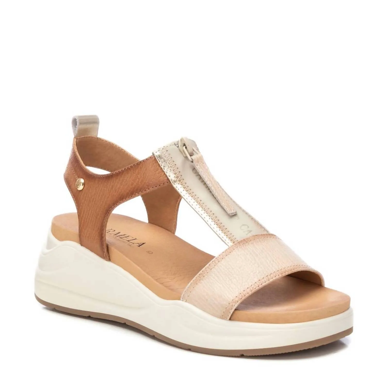Women's Leather Sandals In Camel