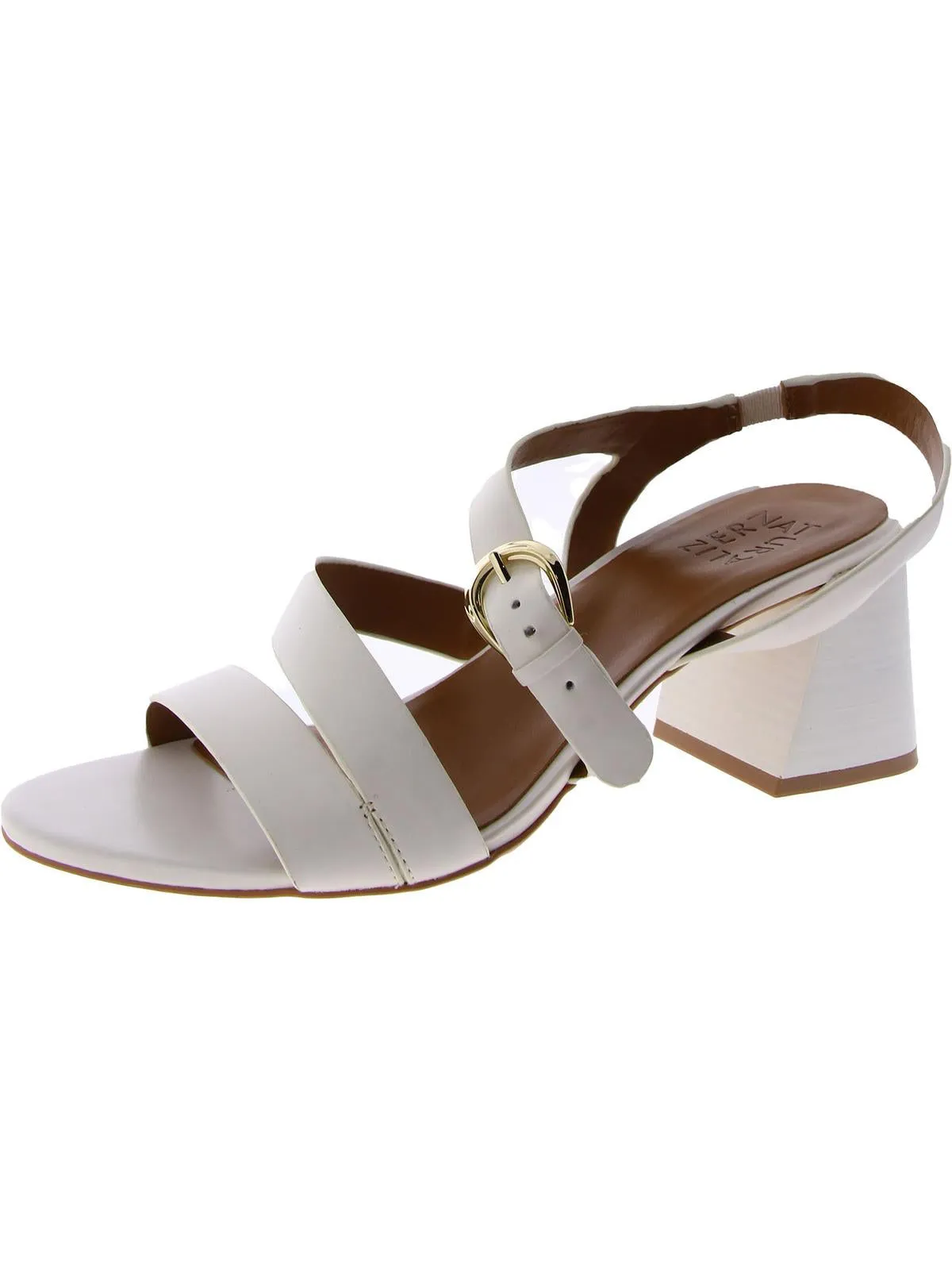 Womens Leather Strappy Block Heel