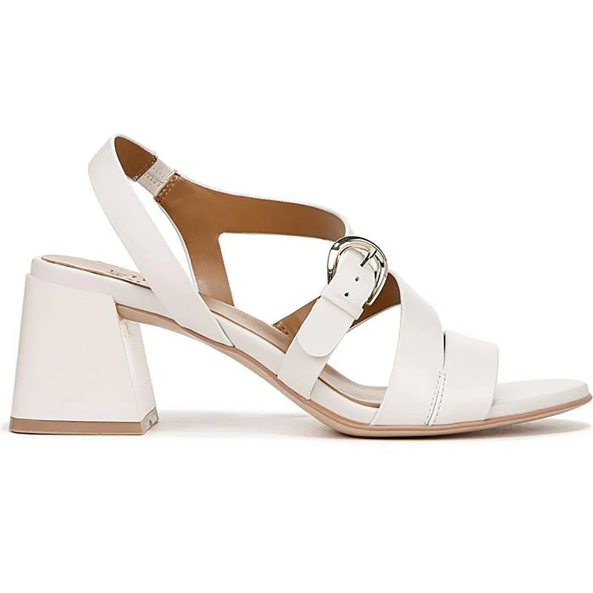 Womens Leather Strappy Block Heel