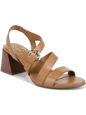 Womens Leather Strappy Block Heel