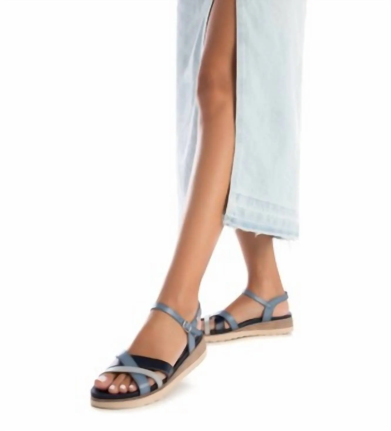 Women's Low Wedge Sandals In Navy