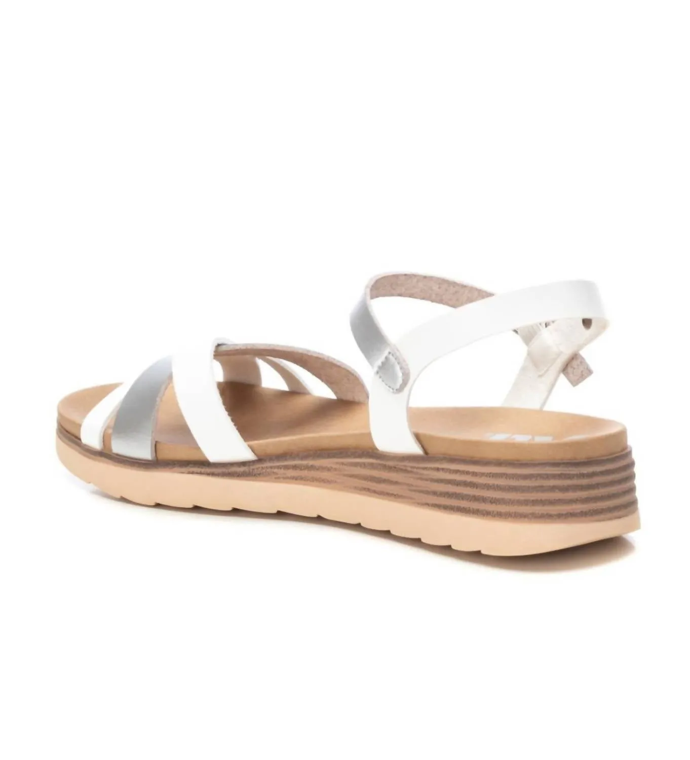 Women's Low Wedge Strappy Sandals In White