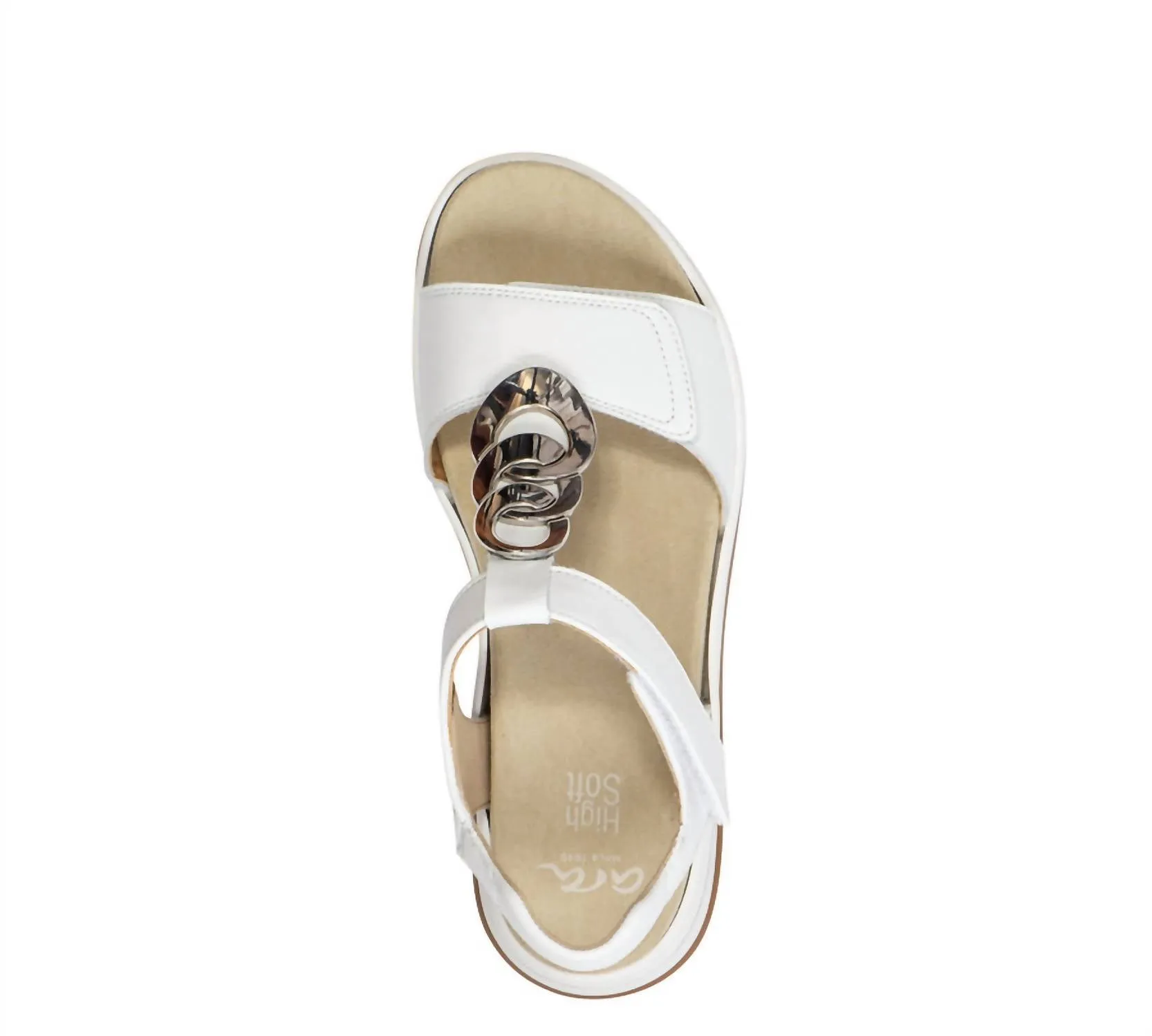 Women's Oregon Medallion Double Adjustable Sandal In White Leather