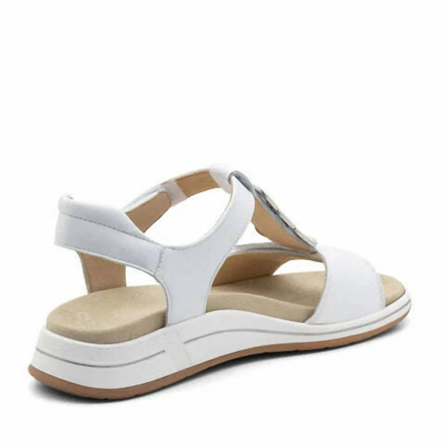 Women's Oregon Medallion Double Adjustable Sandal In White Leather