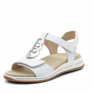 Women's Oregon Medallion Double Adjustable Sandal In White Leather