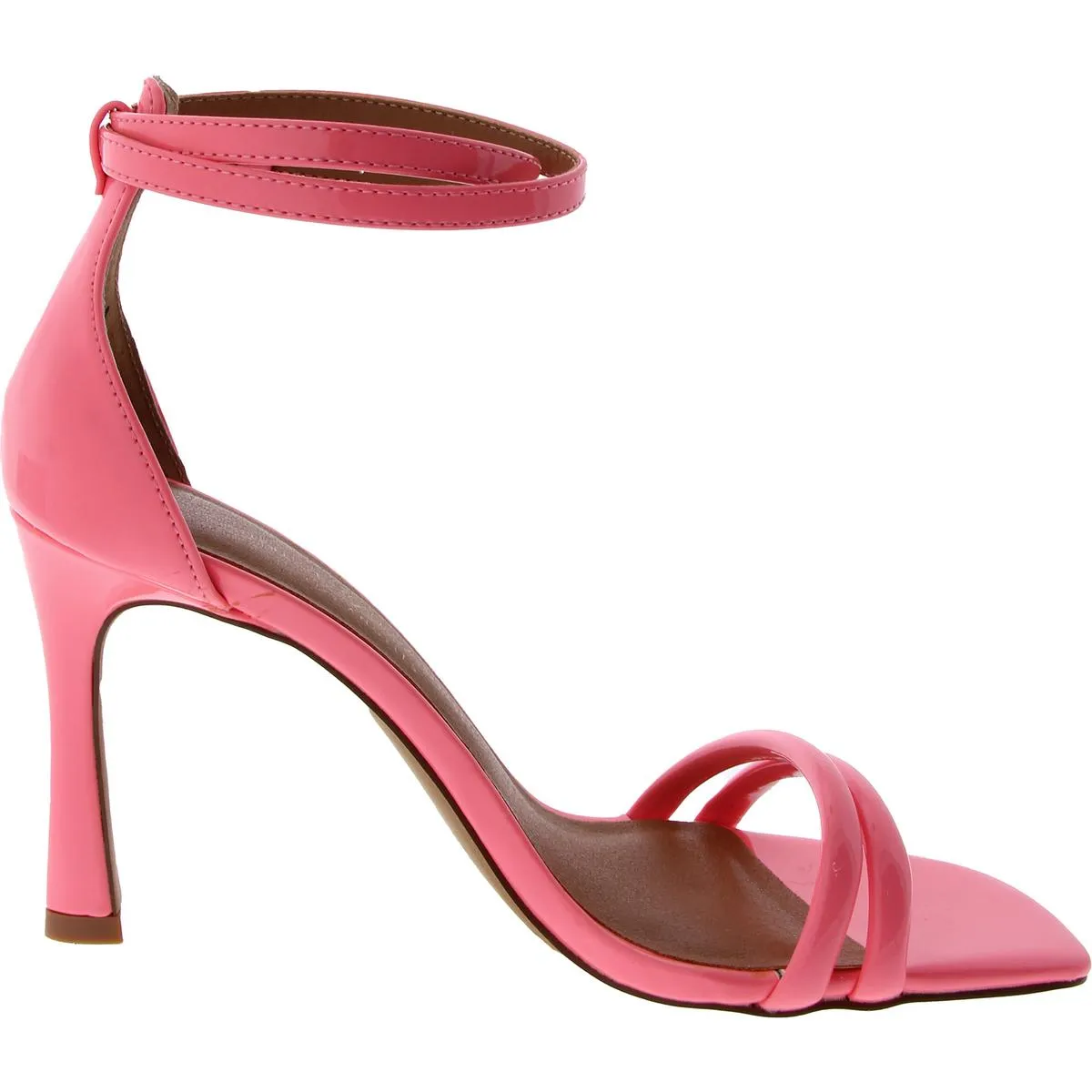 Womens Patent Square Toe Ankle Strap