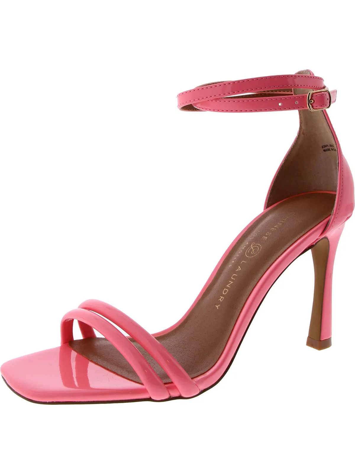 Womens Patent Square Toe Ankle Strap