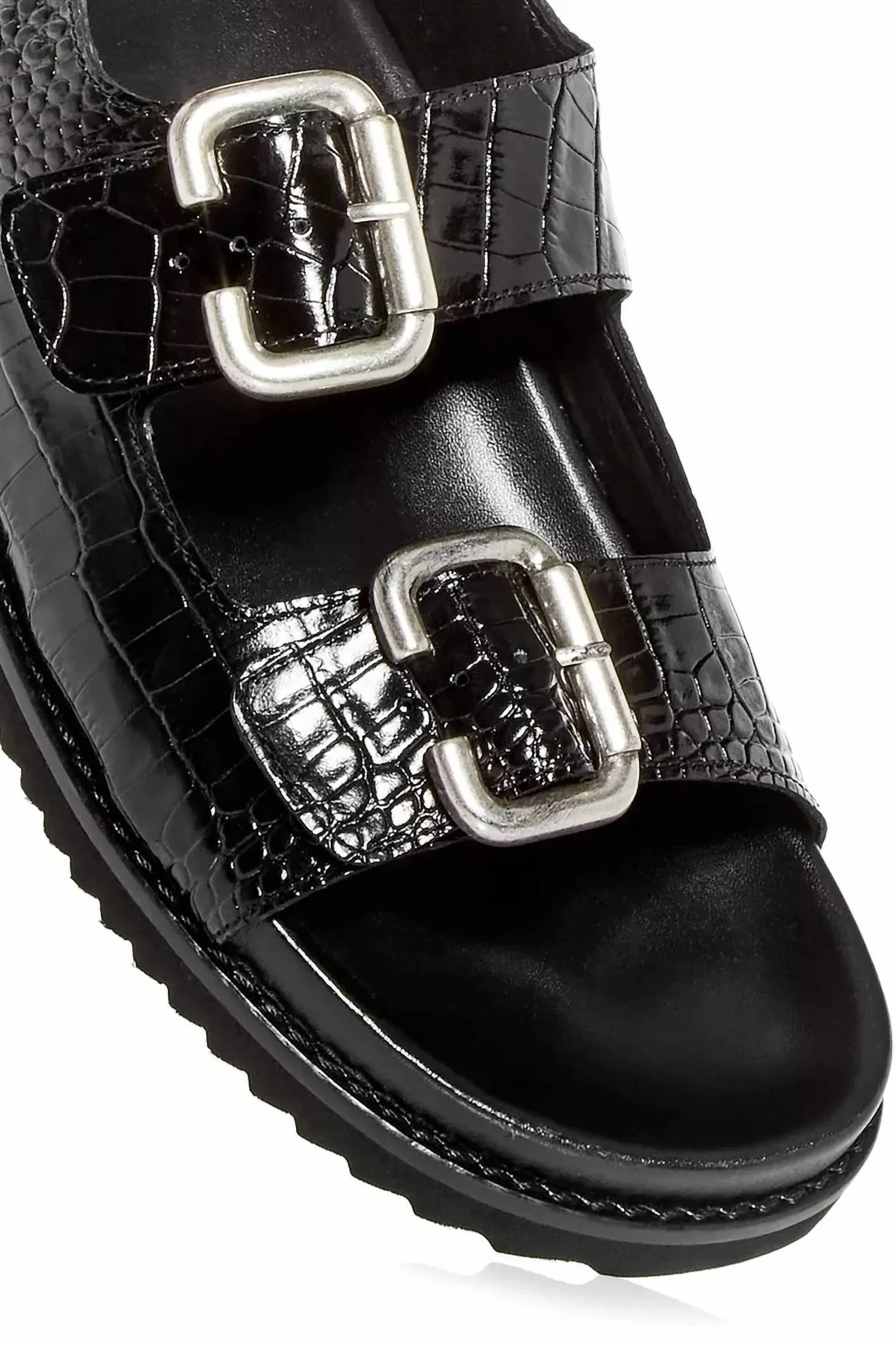 Women's Piper Embossed Slingback Sandals In Black Croc