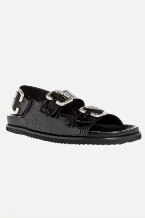 Women's Piper Embossed Slingback Sandals In Black Croc