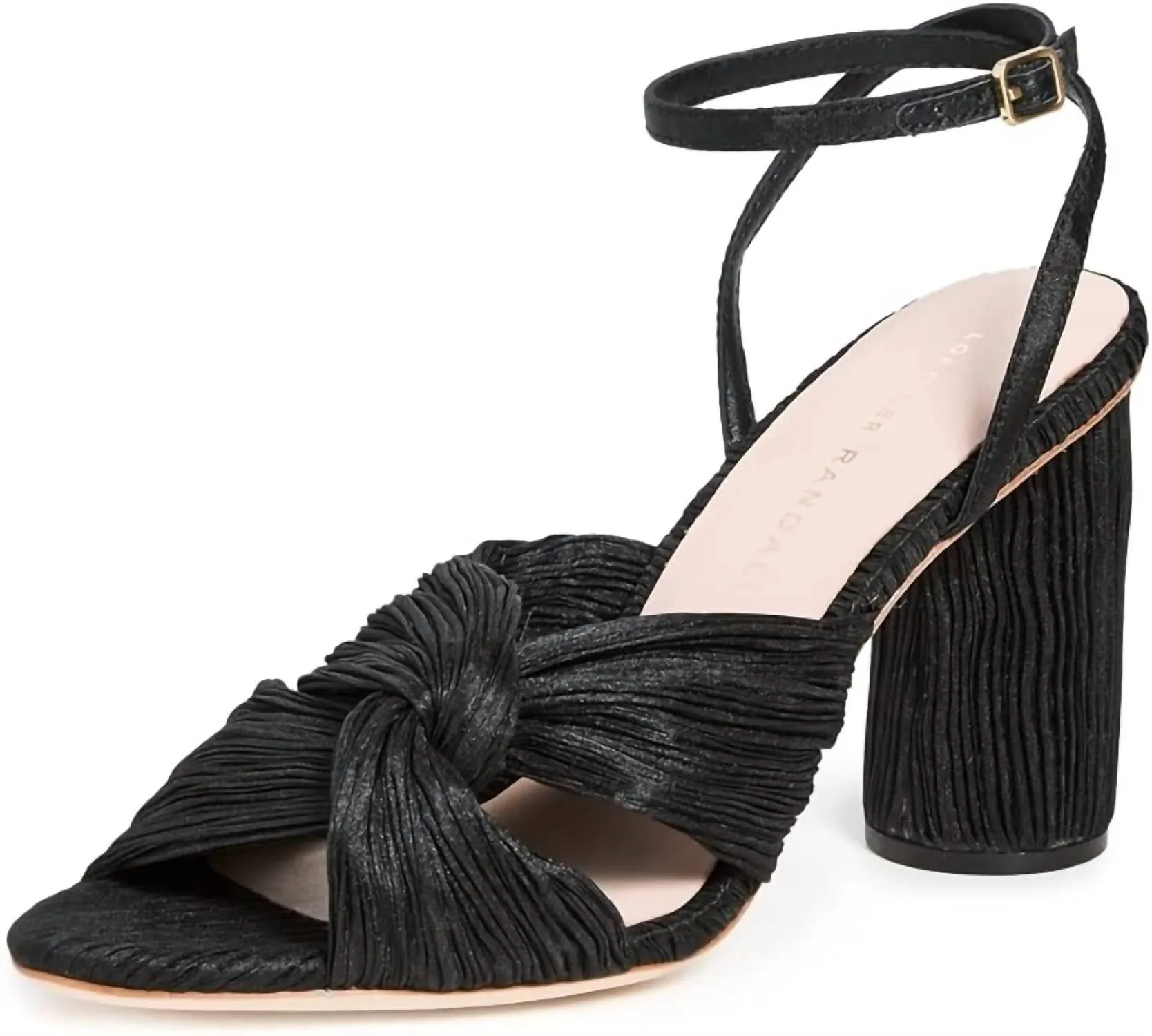 Women's Reed Pleated Twist Sandals In Black Taffeta