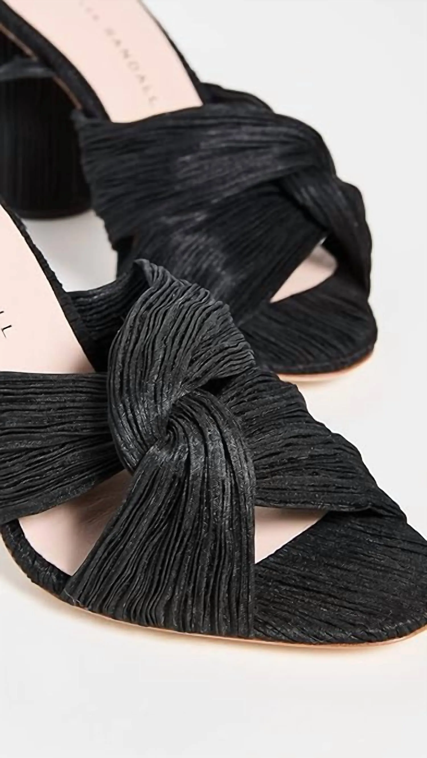 Women's Reed Pleated Twist Sandals In Black Taffeta