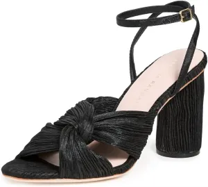 Women's Reed Pleated Twist Sandals In Black Taffeta