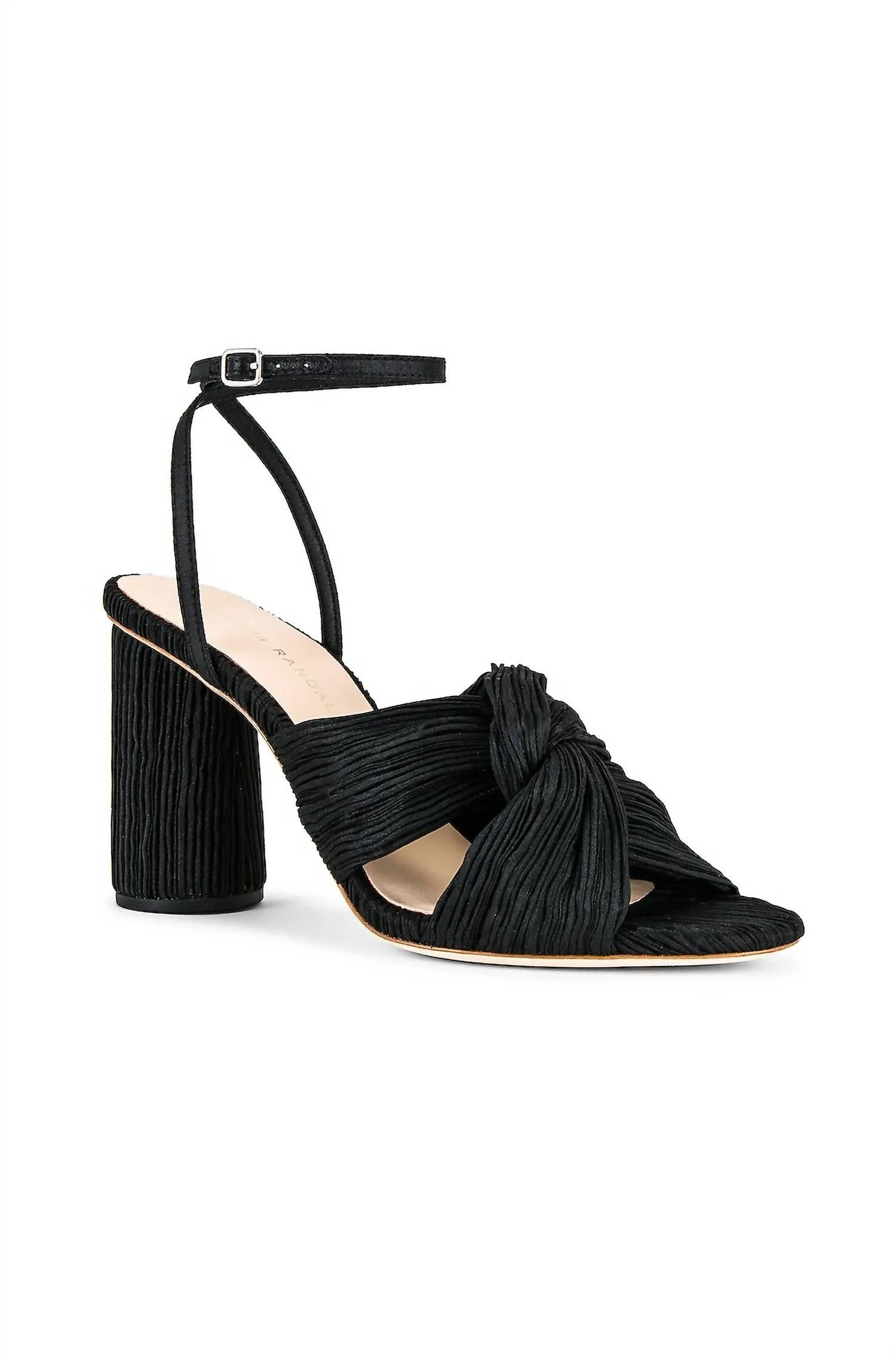 Women's Reed Pleated Twist Sandals In Black Taffeta