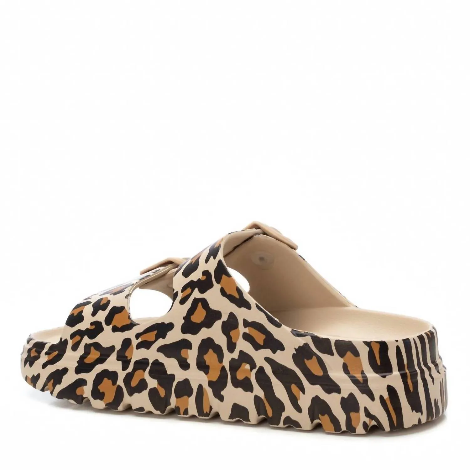 Women's Rubber Flat Sandals In Leopard