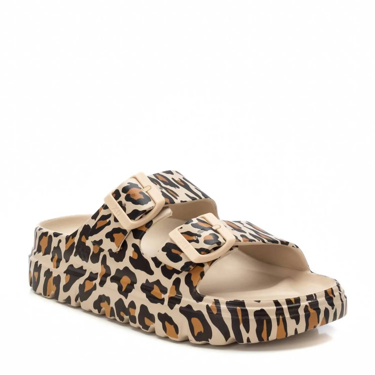 Women's Rubber Flat Sandals In Leopard