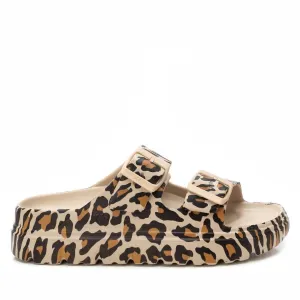 Women's Rubber Flat Sandals In Leopard