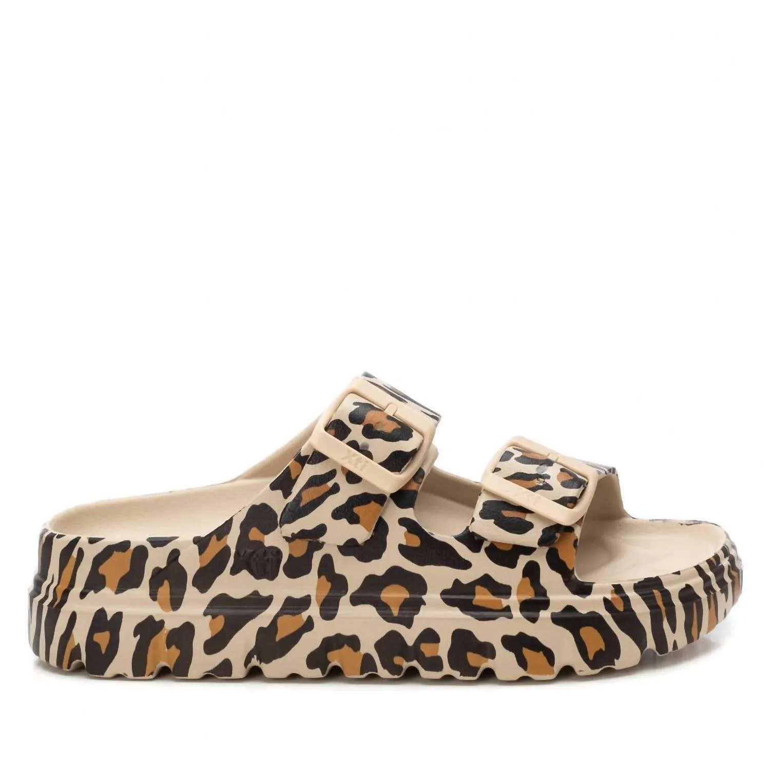 Women's Rubber Flat Sandals In Leopard