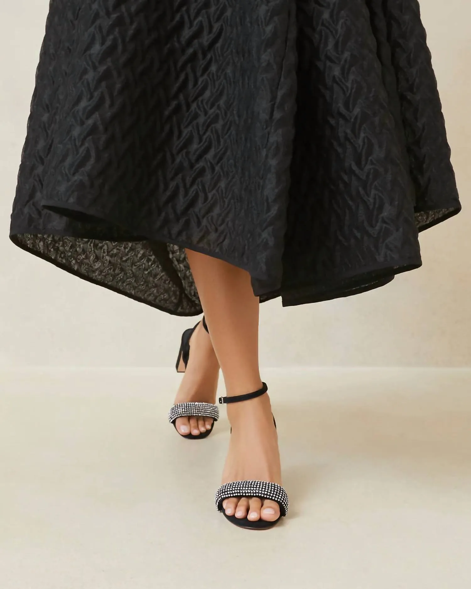 Women's Shay Black Rhinestone Heeled Sandal