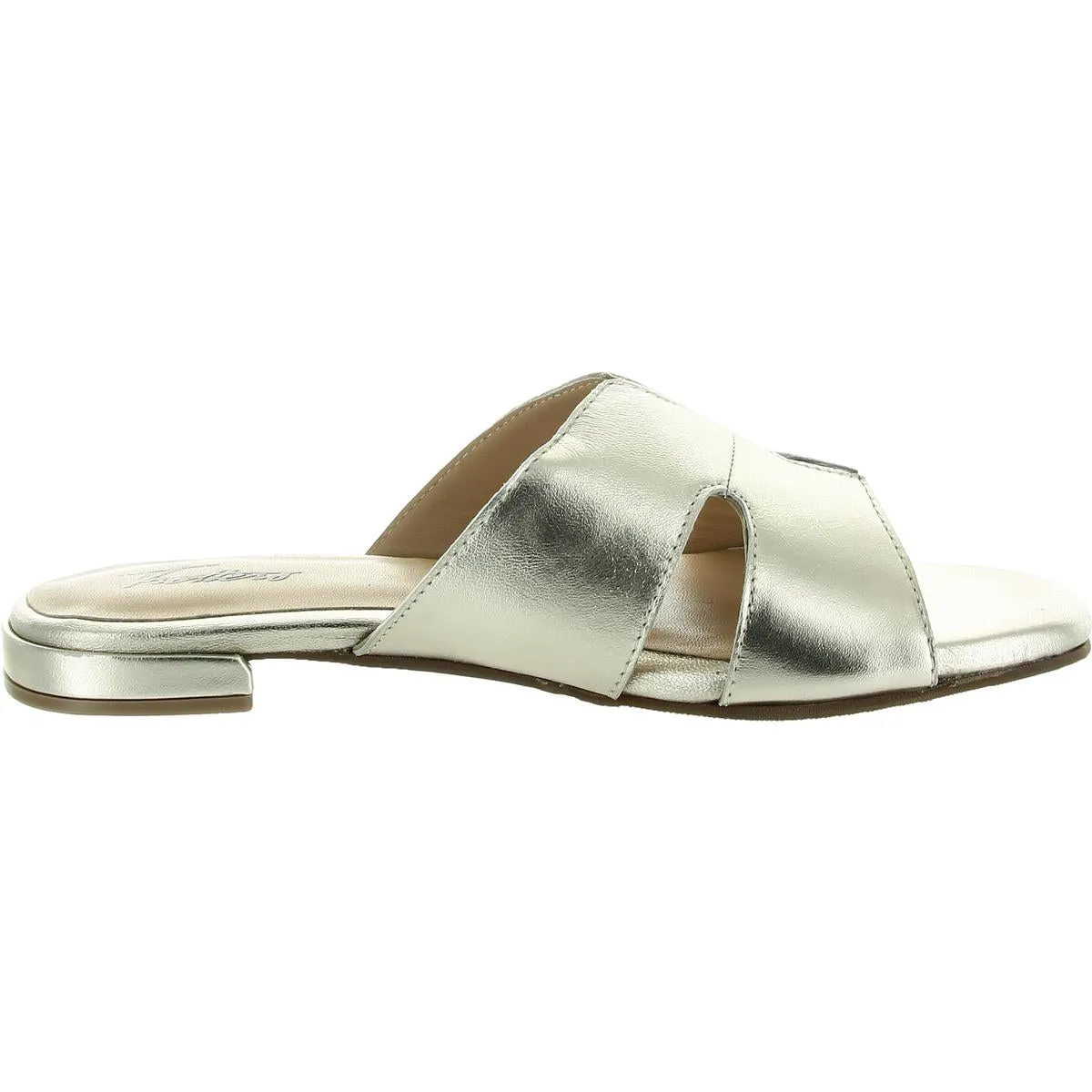 Womens Solid Leather Slide Sandals