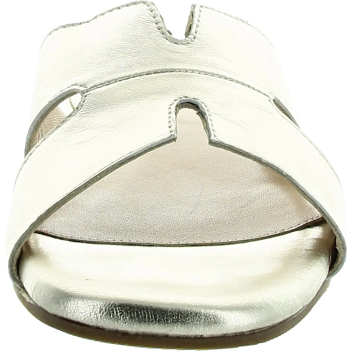 Womens Solid Leather Slide Sandals