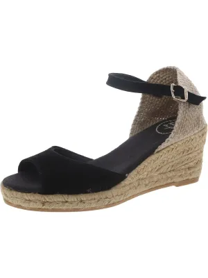 Womens Suede Ankle Strap Wedge Sandals