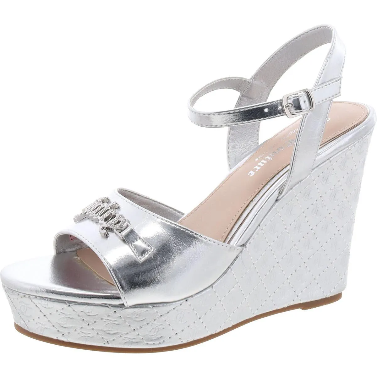 Womens Textured Faux Leather Wedge Sandals