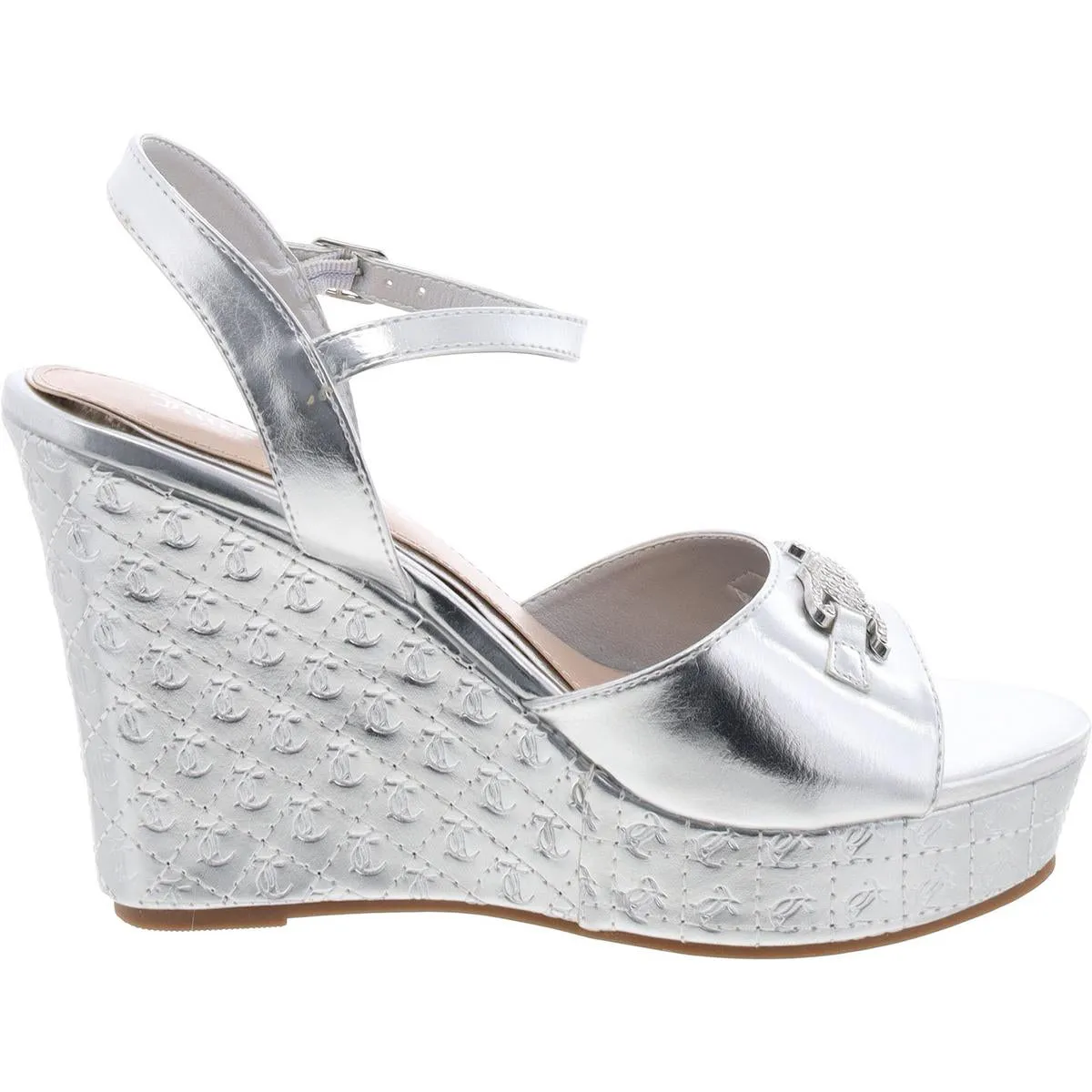 Womens Textured Faux Leather Wedge Sandals