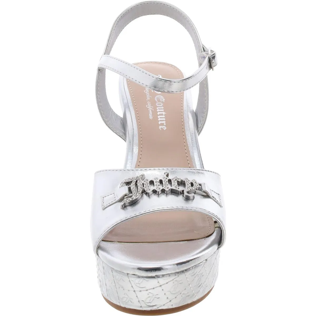 Womens Textured Faux Leather Wedge Sandals