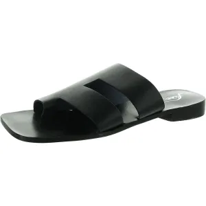 Womens Toe Loop Leather Slide Sandals