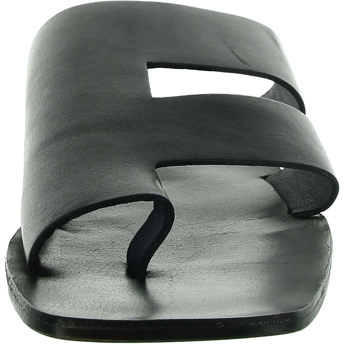 Womens Toe Loop Leather Slide Sandals