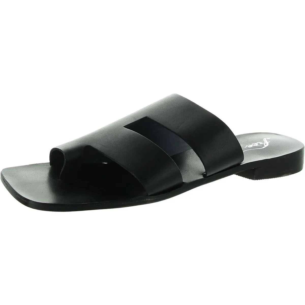 Womens Toe Loop Leather Slide Sandals