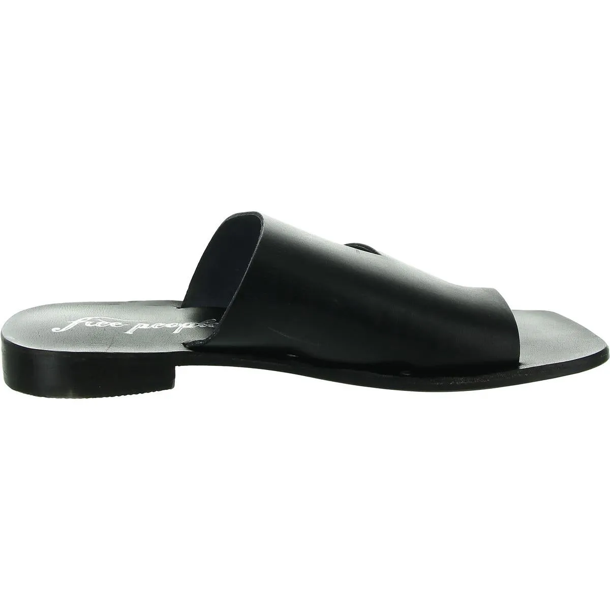 Womens Toe Loop Leather Slide Sandals