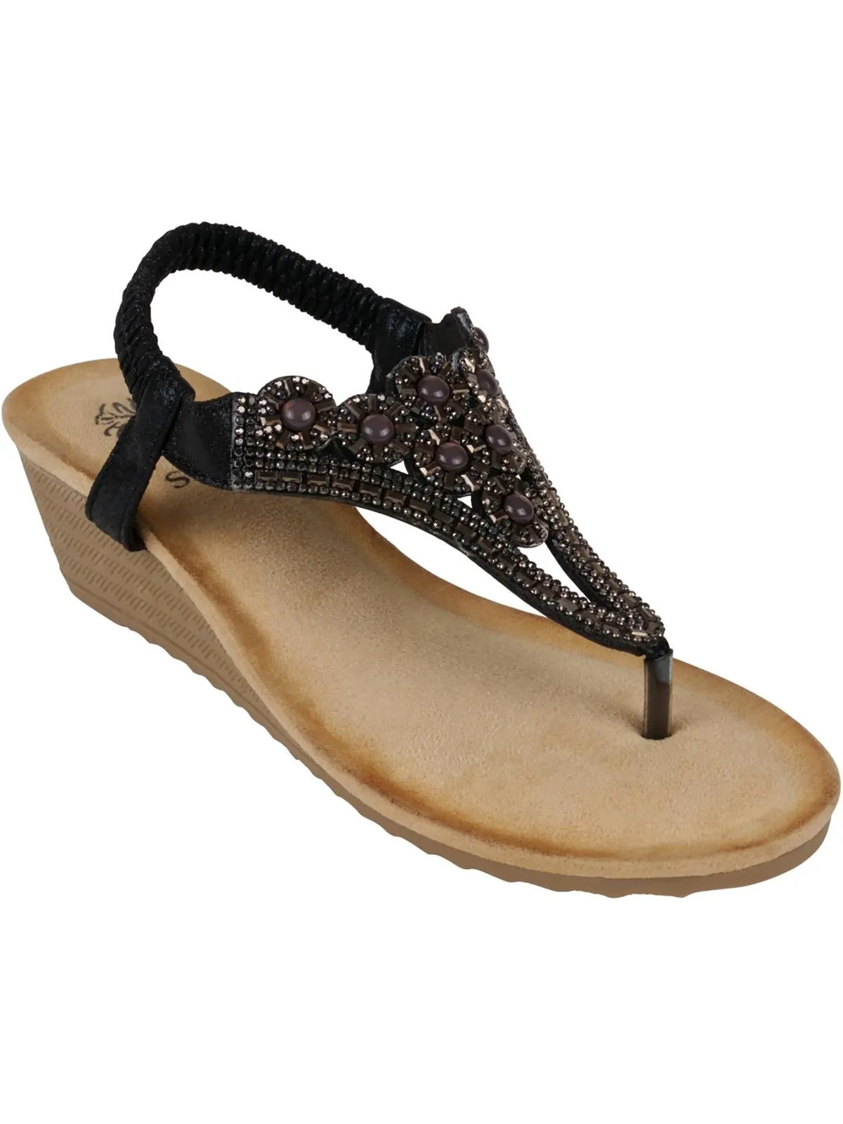 Womens Toe-Post Rhinestone Slingback Sandals