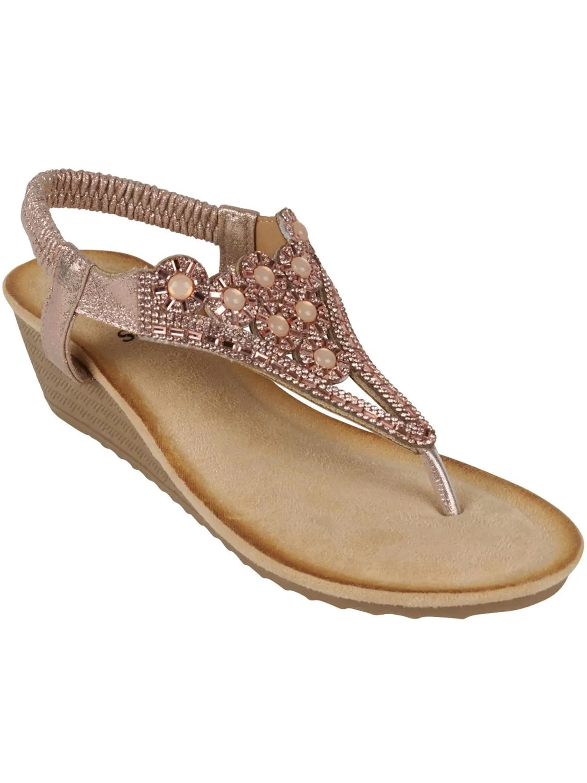Womens Toe-Post Rhinestone Slingback Sandals