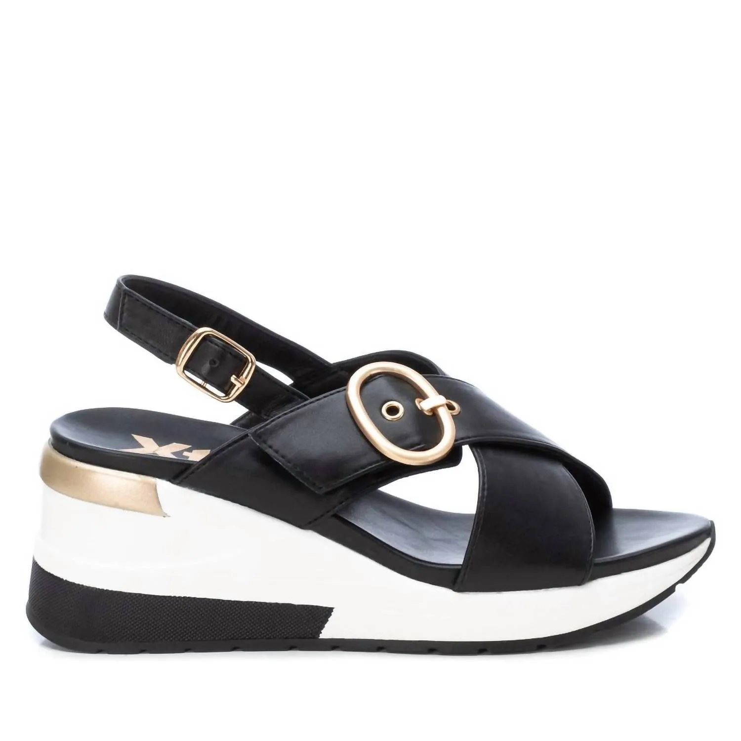 Women's Wedge Cross Strap Sandals In Black