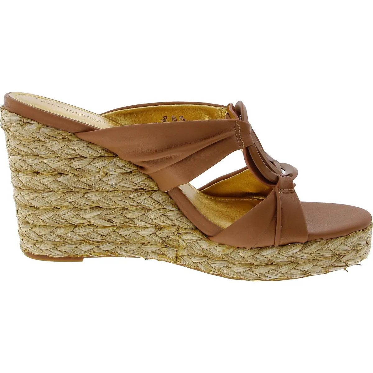 Yanelli Womens Logo Faux Leather Espadrilles