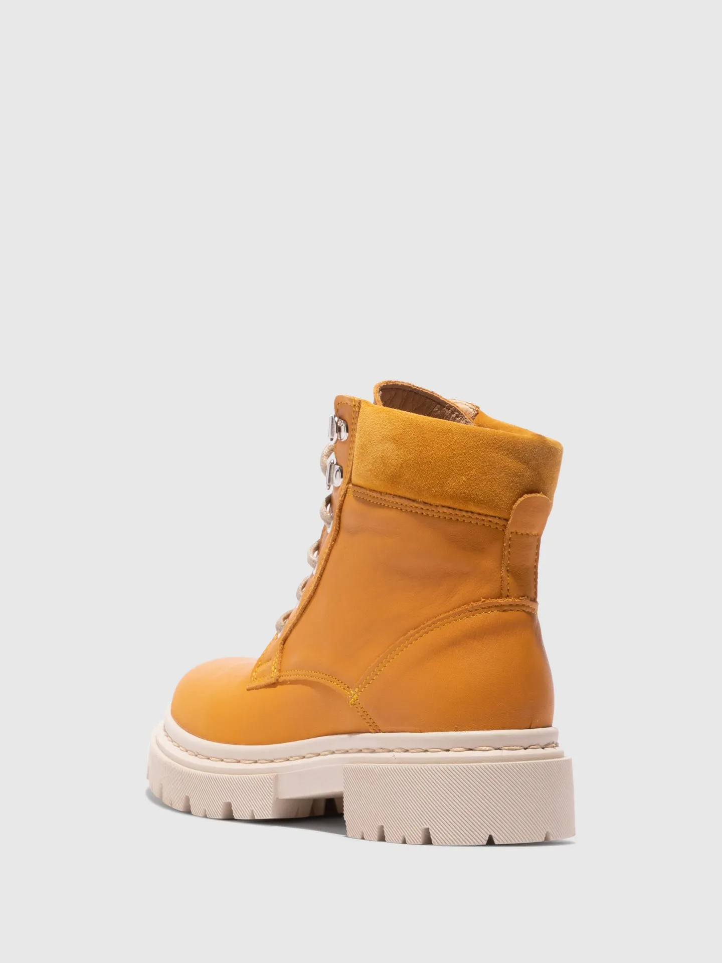 Yellow Lace-up Ankle Boots
