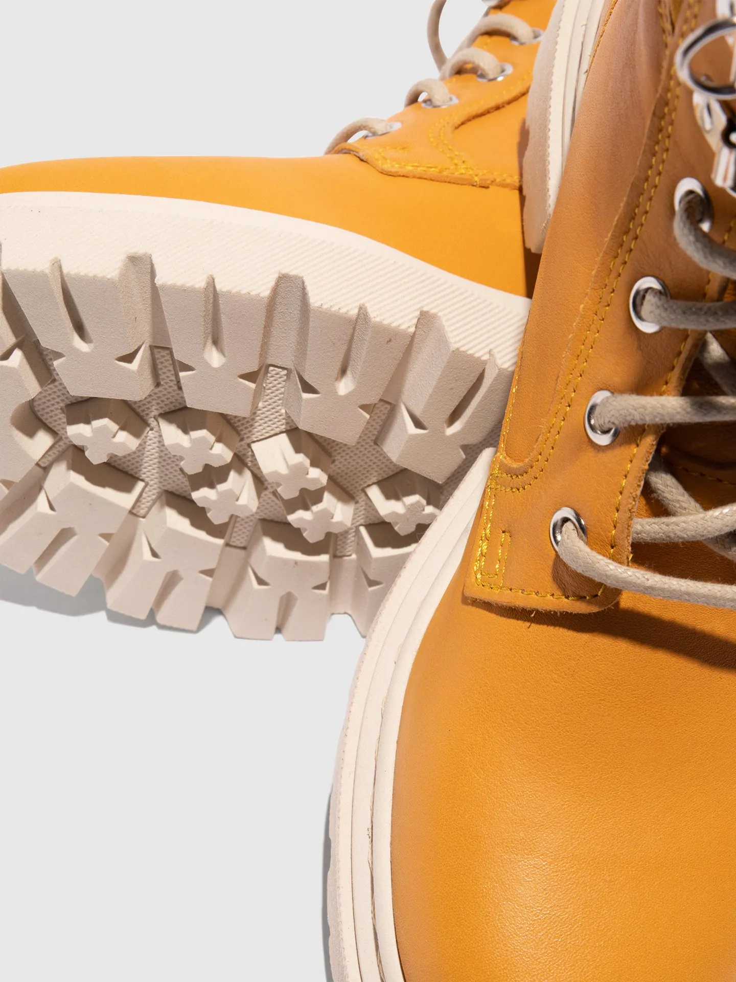 Yellow Lace-up Ankle Boots