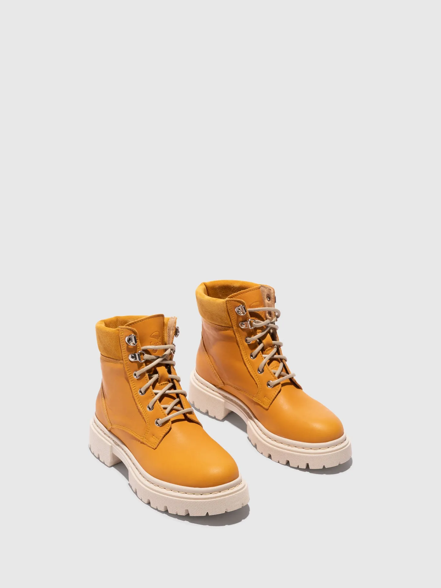 Yellow Lace-up Ankle Boots