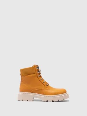 Yellow Lace-up Ankle Boots