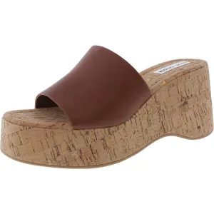 ZILLION Womens Cork Faux Leather Platform Sandals