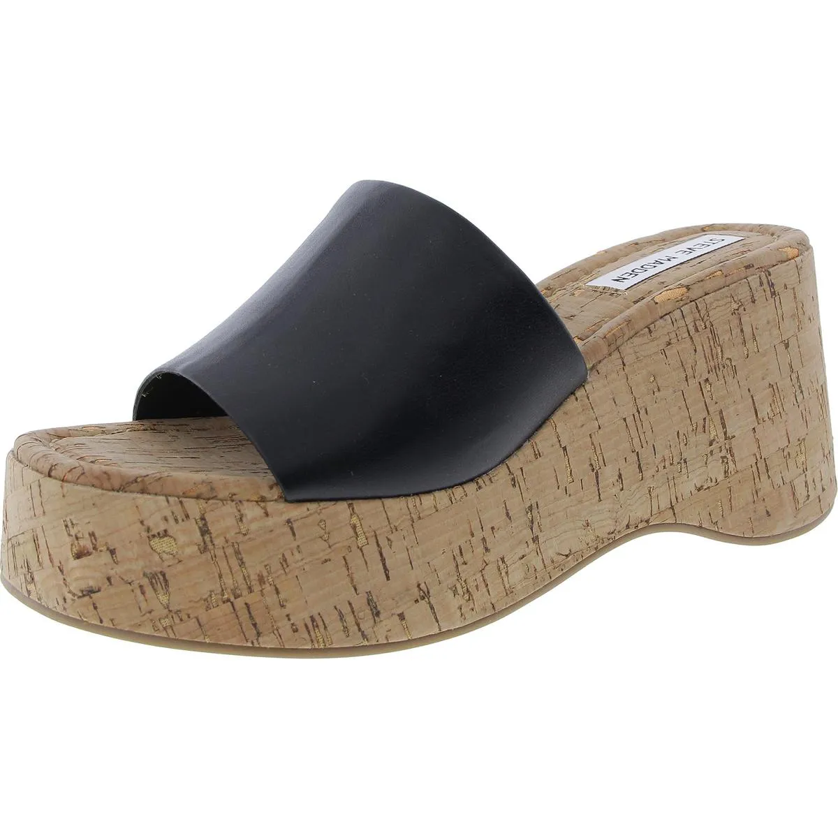 ZILLION Womens Cork Faux Leather Platform Sandals