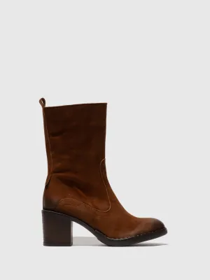 Zip Up Ankle Boots BORE072FLY RANCH COGNAC
