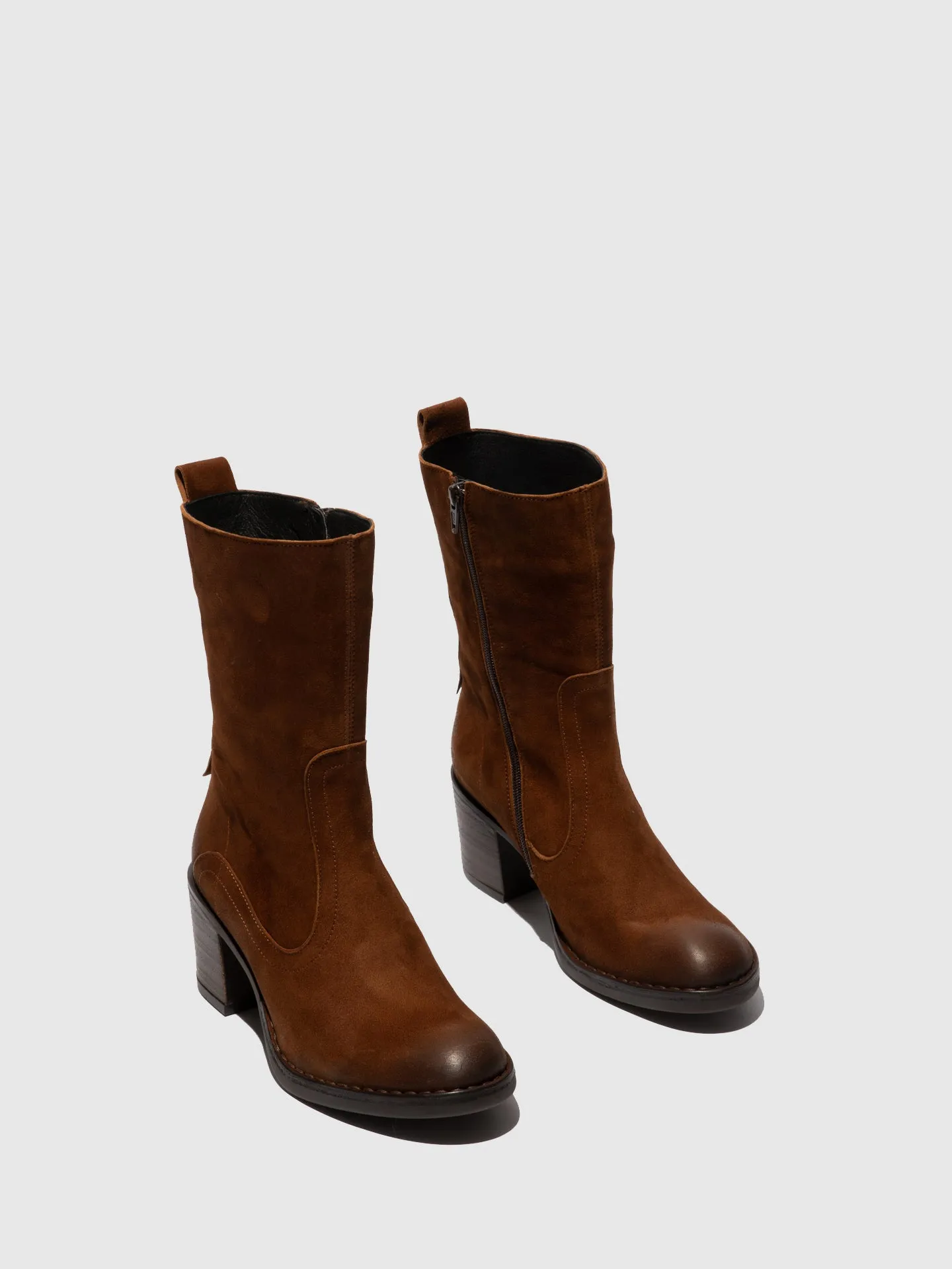 Zip Up Ankle Boots BORE072FLY RANCH COGNAC